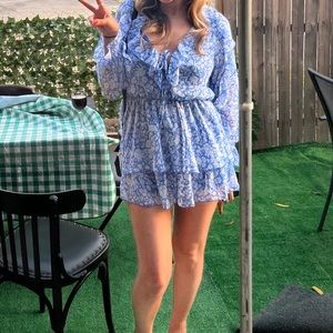 Zara blue/white floral mini romper